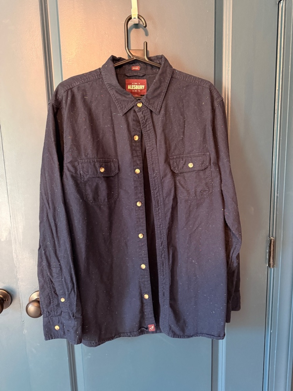 Alesbury Men's Navy Button-Down Casual Shirt